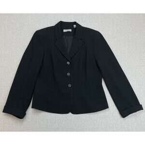 Kate Hill Blazer Womens 10 Black Single Breasted 3-Button Lined Jacket